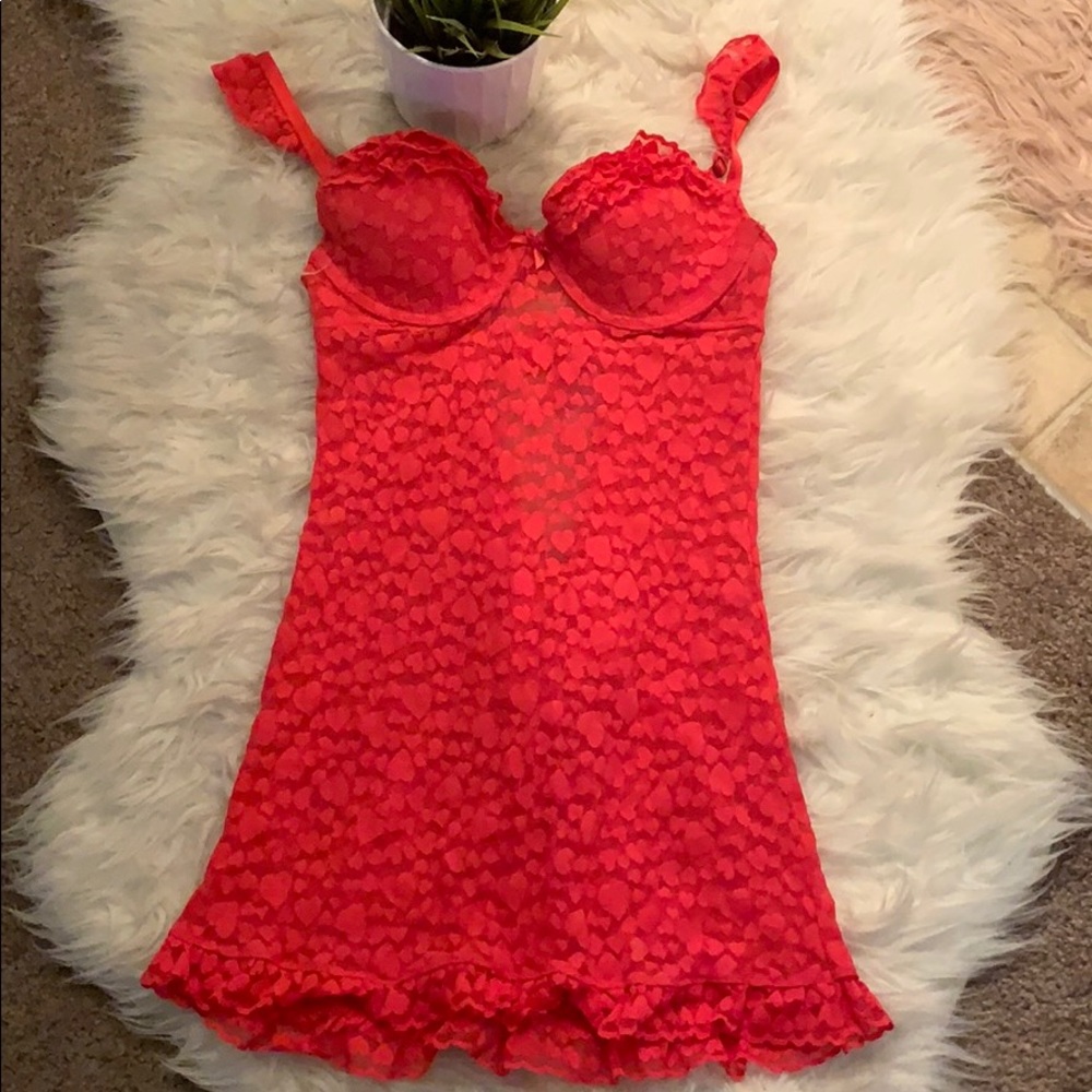 Victoria secret - pink -Heart push up babydoll  #M